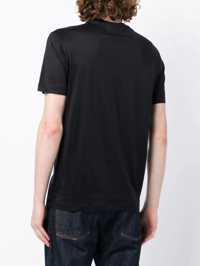 Emporio Armani Black T-shirt With Logo Lettering On The Front In Cotton And Lyocell Blend Man In Schwarz