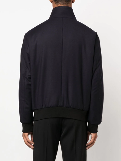 Giorgio Armani Embroidered-logo Zip-up Jacket In Schwarz