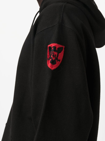 Shop Maharishi Logo-patch Organic-cotton Hoodie In Black