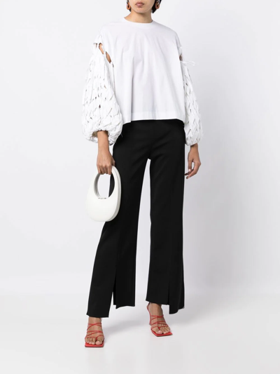 Shop A.w.a.k.e. Woven Puff-sleeve Blouse In Weiss
