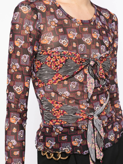 Shop Anna Sui Tie-front Printed Top In Mehrfarbig