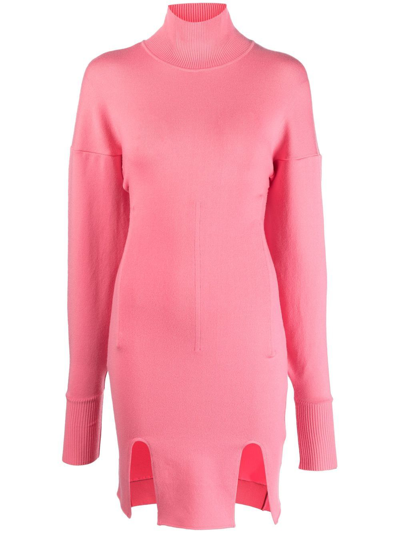 Shop Alessandro Vigilante Knitted Roll-neck Dress In Rosa