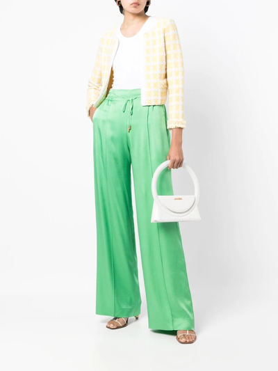 Shop Oscar De La Renta Elasticated-waist Wide Leg Trousers In Grün