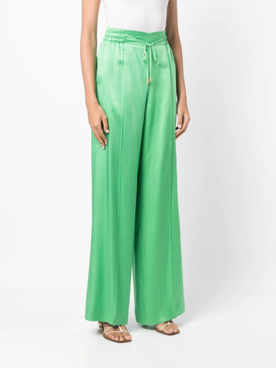 Shop Oscar De La Renta Elasticated-waist Wide Leg Trousers In Grün