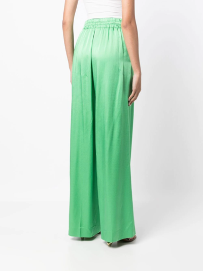 Oscar De La Renta Drawstring Tiewaist Wide-leg Pants In Grün