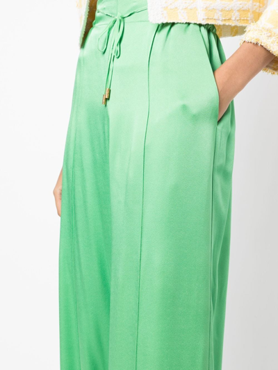Oscar De La Renta Drawstring Tiewaist Wide-leg Pants In Grün