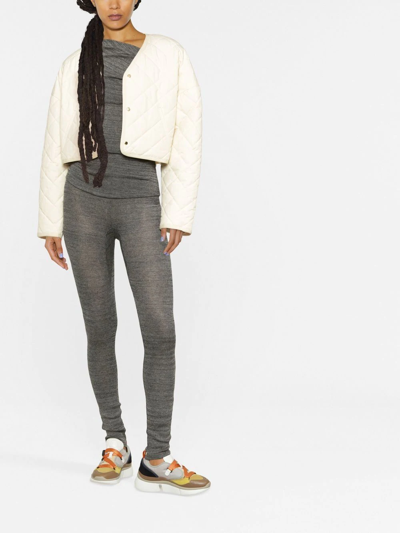 Isabel Marant Étoile Ribbed-knit High-waist Leggings In Grau