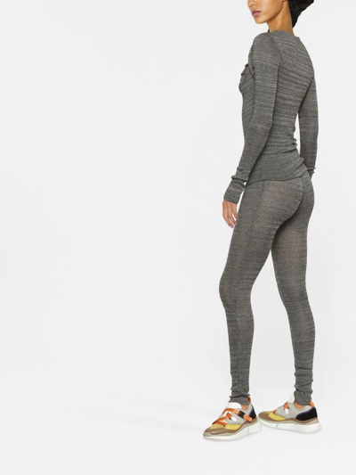 Isabel Marant Étoile Ribbed-knit High-waist Leggings In Grau