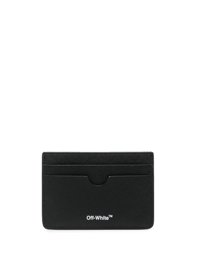 Shop Off-white Binder Diag Leather Cardholder In Schwarz