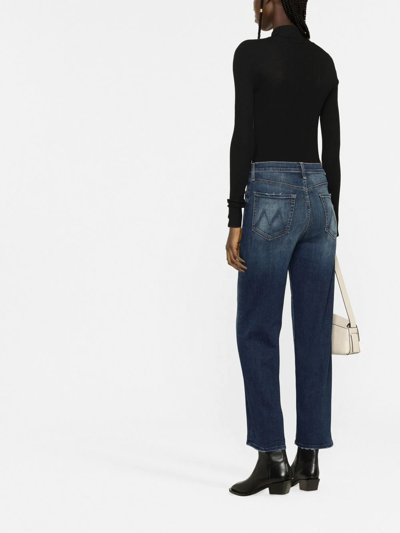 Shop Mother The Ditcher Cropped Straight Jeans In Blau