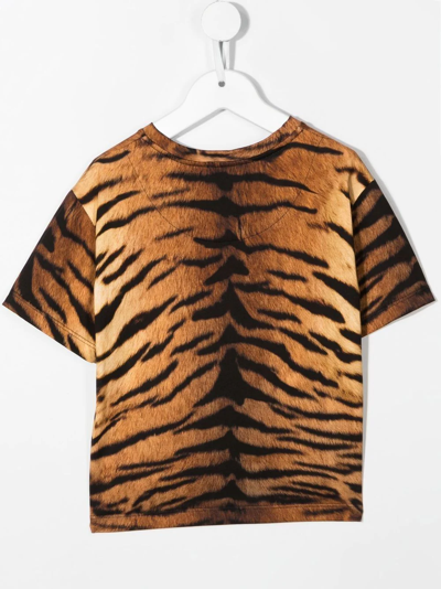 Shop Dolce & Gabbana Tiger-print Logo T-shirt In Orange