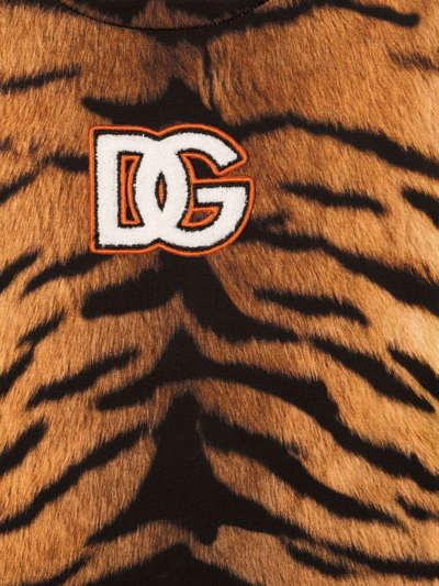 Shop Dolce & Gabbana Tiger-print Logo T-shirt In Orange