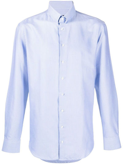 Shop Giorgio Armani Striped Cotton Shirt In Blau