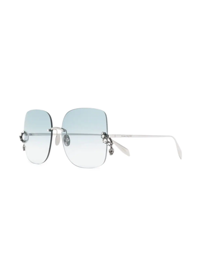 Shop Alexander Mcqueen Tinted Frameless Sunglasses In Blue