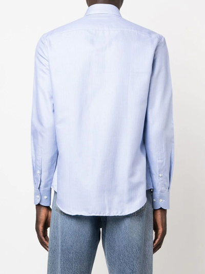 Shop Giorgio Armani Striped Cotton Shirt In Blau