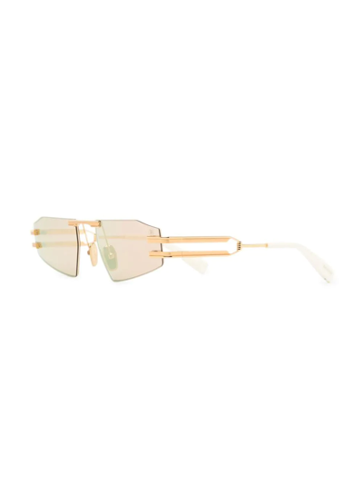 Balmain Eyewear Fixe Ll Rectangle-frame Sunglasses In Gold