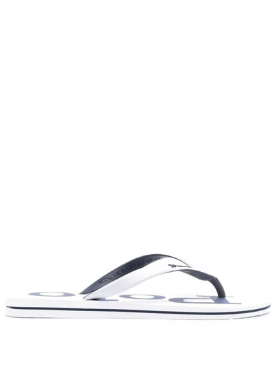 Shop Polo Ralph Lauren Logo-print Flip-flops In Weiss