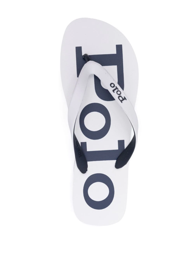 Shop Polo Ralph Lauren Logo-print Flip-flops In Weiss