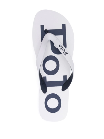 Polo Ralph Lauren Logo-print Flip-flops In Weiss