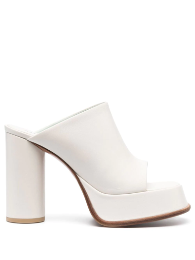 Ambush 115mm Leather Platform Mules In Weiss