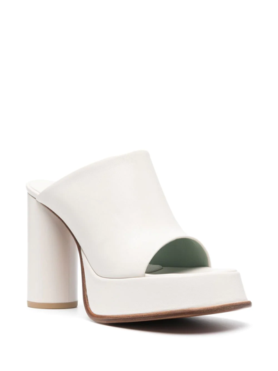 Ambush 115mm Leather Platform Mules In Weiss
