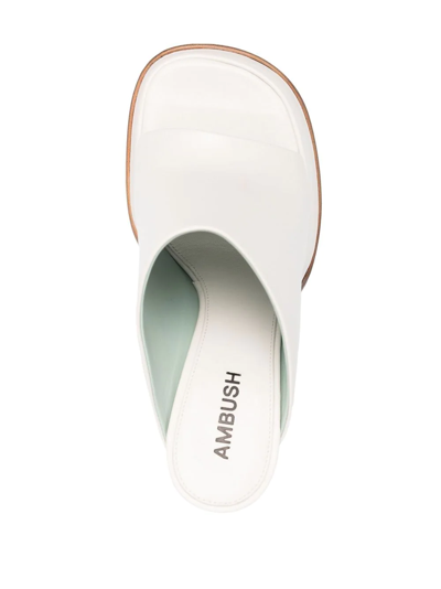 Ambush 115mm Leather Platform Mules In Weiss