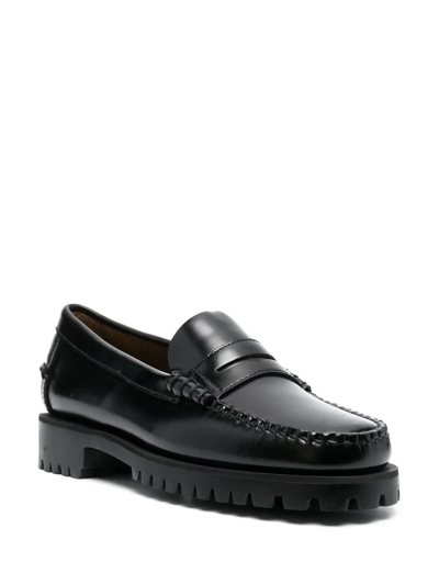 Sebago Black Slip-on Loafers With Lug Sole In Black