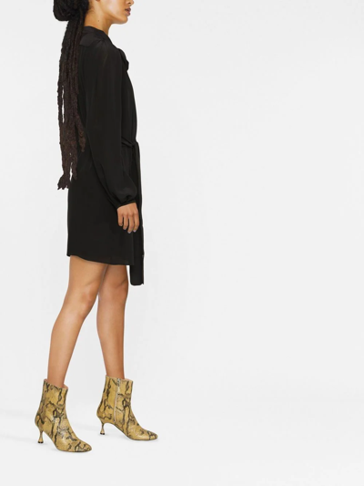 Dsquared2 Pussy-bow Silk Mini Dress In Schwarz