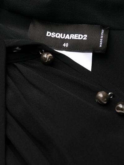 Dsquared2 Pussy-bow Silk Mini Dress In Schwarz