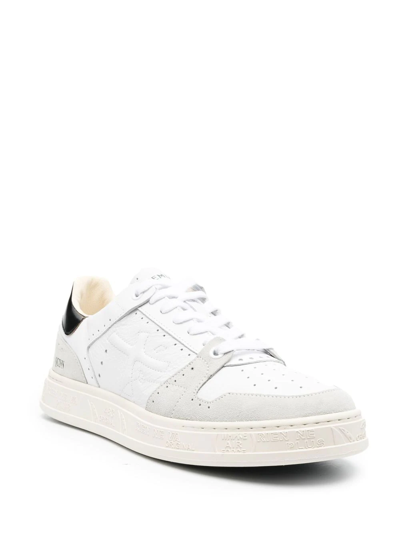 Premiata Low Top Sneakers With Contrast Heel Tab In Weiss