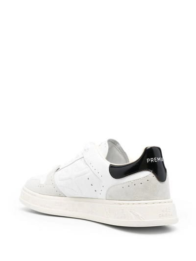 Premiata Low Top Sneakers With Contrast Heel Tab In Weiss