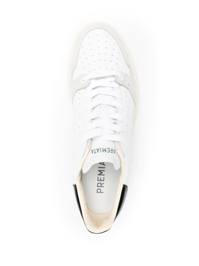 Premiata Low Top Sneakers With Contrast Heel Tab In Weiss
