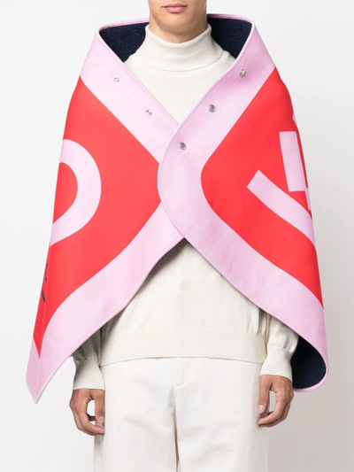 Shop Kenzo Logo-print Detail Cape Scarf In Rosa