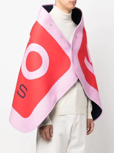 Shop Kenzo Logo-print Detail Cape Scarf In Rosa