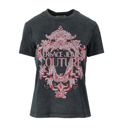 Shop Versace Jeans Couture Baroque Grey Pink T-shirt