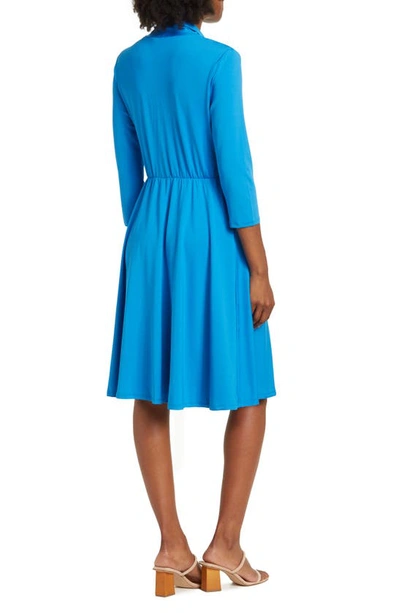 Shop Love By Design Prescott Three-quarter Sleeve Faux Wrap Dress In Directoire Blue