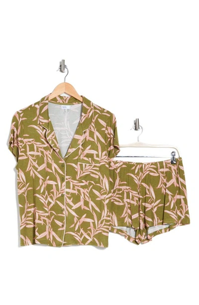 Shop Nordstrom Rack Tranquility Shortie Pajamas In Olive Mayfly Tropical Leaf