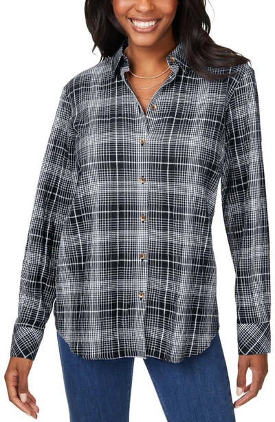 Shop Foxcroft Rhea Plaid Easy Care Button-up Shirt In Black