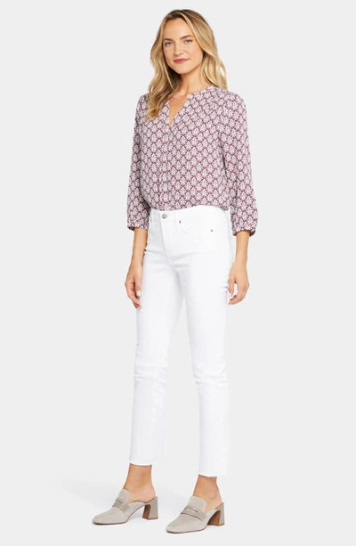 Nydj Sheri Side Slit Slim Ankle Jeans In Optic White
