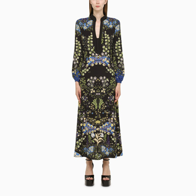 Shop Etro Sleeveless Dress With Floral Print In Black