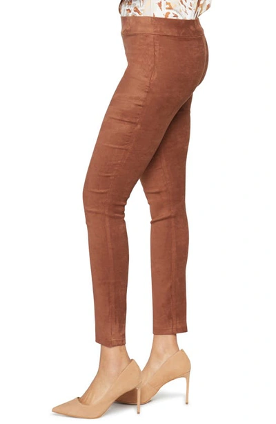 Shop Nydj Faux Suede Leggings In Coffee Bean