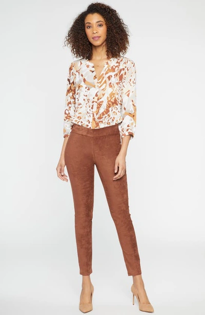 Shop Nydj Faux Suede Leggings In Coffee Bean