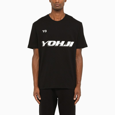 Shop Y-3 Black Crew Neck T-shirt With Print