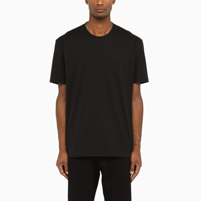 Shop Y-3 Black Cotton Crew Neck T-shirt