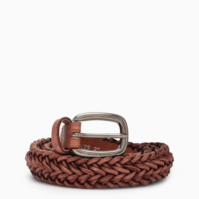Shop Golden Goose Deluxe Brand | Braided Leather Color Belt In Brown