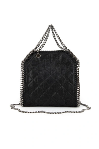 Shop Stella Mccartney Mini Tote Quilted Shaggy Deer Falabella Bag In Black