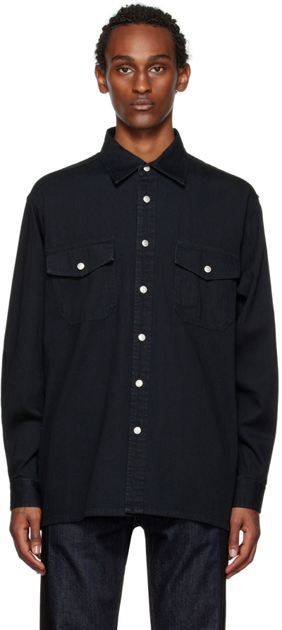 Shop Alexander Mcqueen Black Patch Denim Shirt In 1000 Black