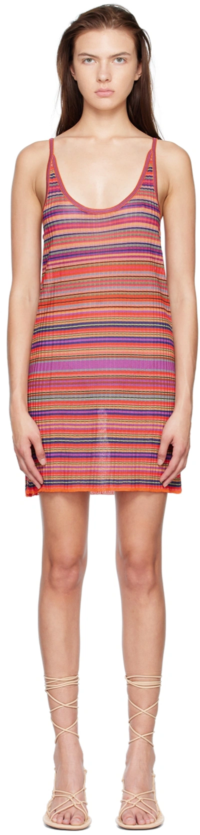 Shop Marques' Almeida Orange Stripe Minidress In Multi Stripe