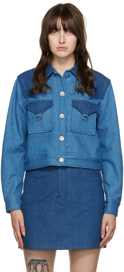Shop Maiden Name Ssense Exclusive Blue Alia Denim Jacket In Indigo