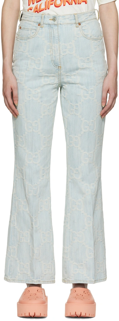 Shop Gucci Blue ' & California' Jeans In 4692 Light Blue/ivor